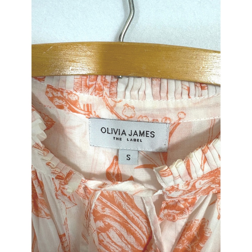 Olivia James The Label Ro Orange Floral Cotton Tiered Maxi Dress Small S - Picture 4 of 5